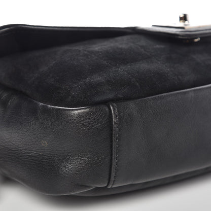 Chanel Suede Lambskin Square Stitched CC Flap Bag Black 11 of 13