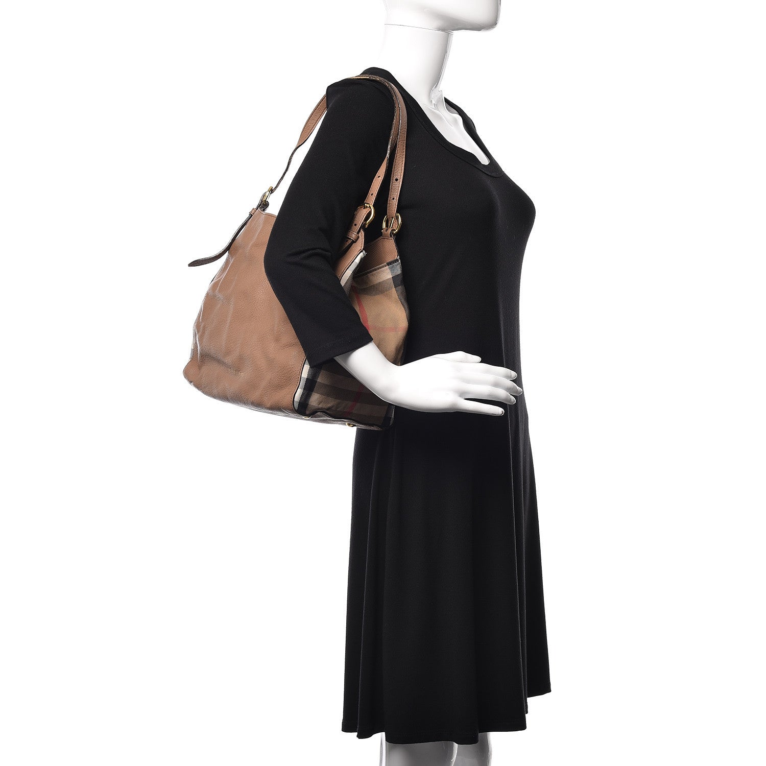 Burberry Grainy Calfskin House Check Small Canterbury Tote Tan 2 of 15