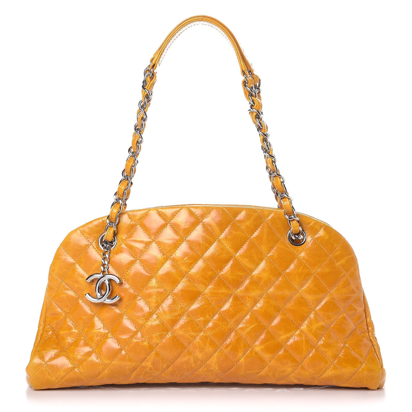 Glazed Calfskin Quilted Medium Just Mademoiselle Bowling Bag Dark Orange
