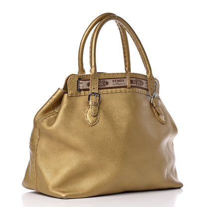Fendi Calfskin Romano Selleria Large Villa Borghese Tote Gold 3 of 14