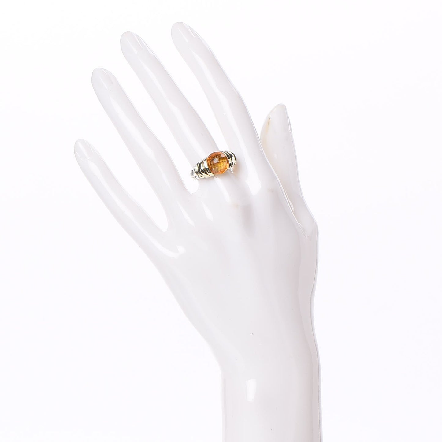 Sterling Silver 14K Yellow Gold Citrine 10mm Cable Capri Ring 52 6