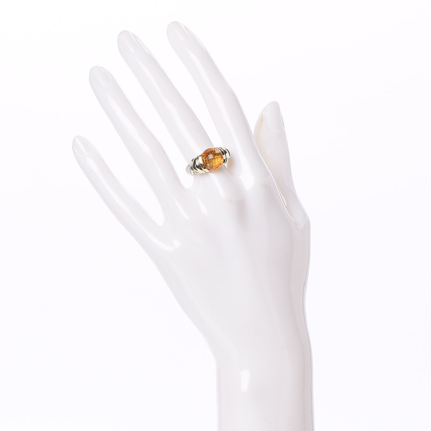 David Yurman Sterling Silver 14K Yellow Gold Citrine 10mm Cable Capri Ring 52 6 2 of 6