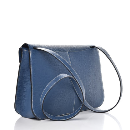 Hermes Taurillon Clemence Halzan 31 Bleu Agate 5 of 9