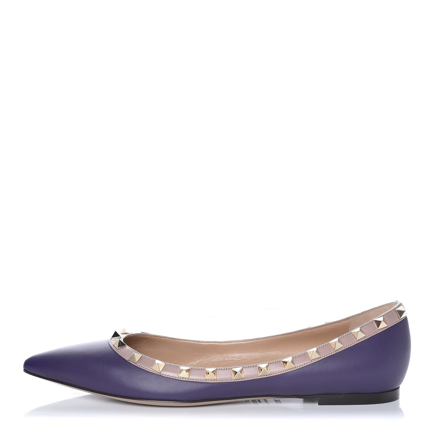 Calfskin Rockstud Ballerina Flats 39.5 Purple Poudre