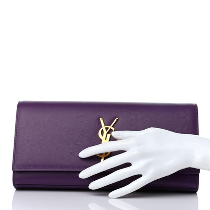 Saint Laurent Grain De Poudre Classic Monogram Cassandre Clutch Purple 2 of 7