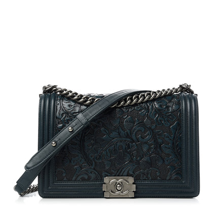 Chanel Calfskin Embossed New Medium Cordoba Boy Flap Green 1 of 11