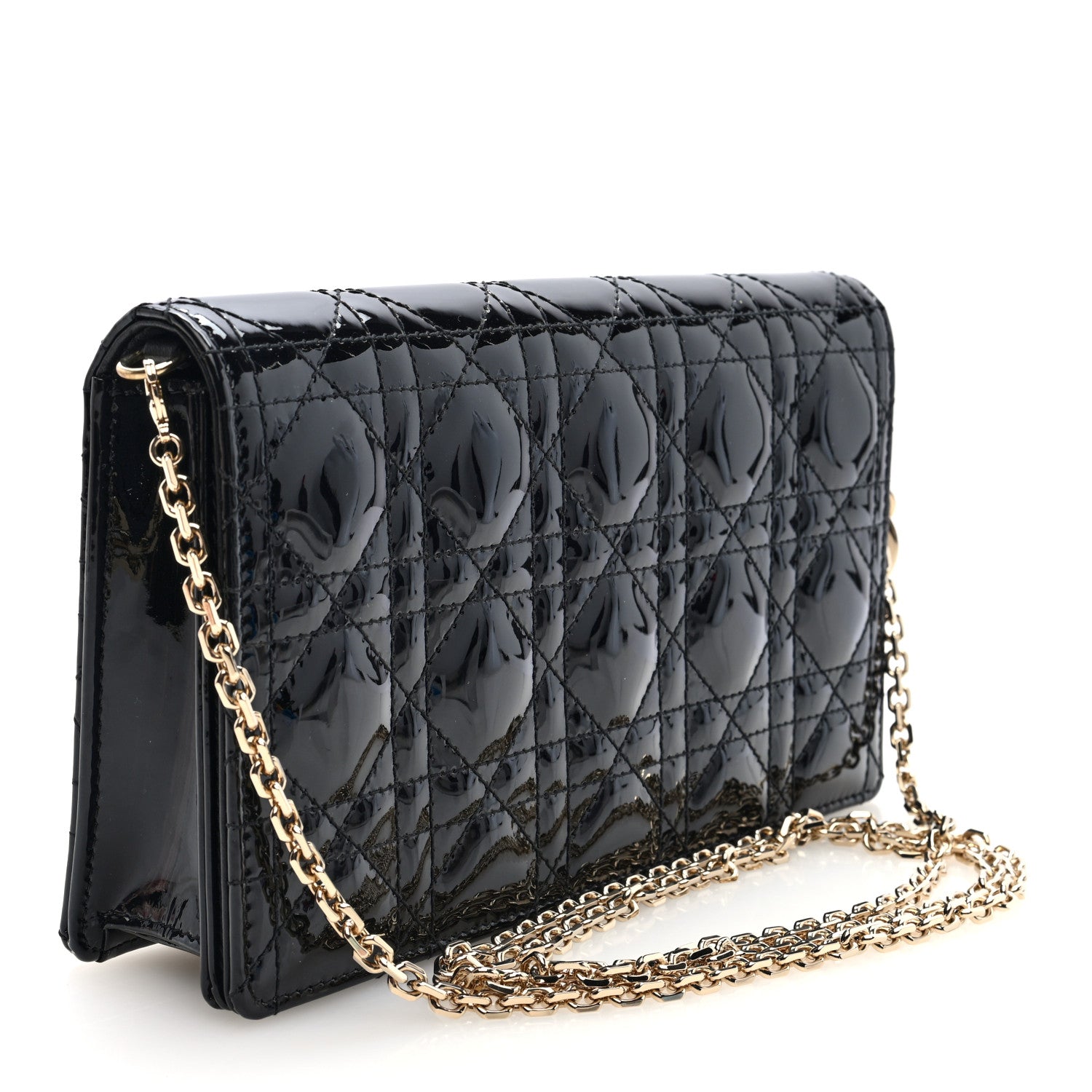 Christian Dior Patent Cannage Lady Dior Convertible Clutch Black 4 of 11