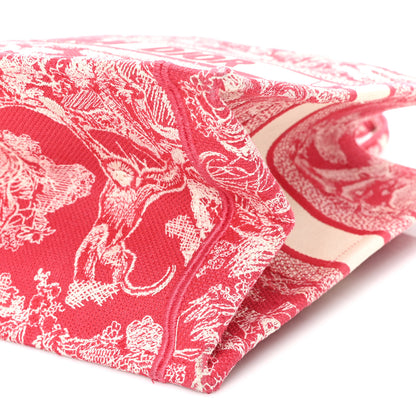 Christian Dior Canvas Embroidered Medium Dioriviera Toile De Jouy Book Tote Raspberry 9 of 10
