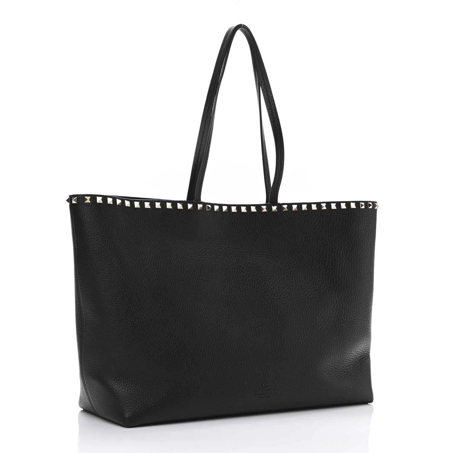 Valentino Garavani Grained Calfskin Rockstud Shoulder Tote Black 3 of 11