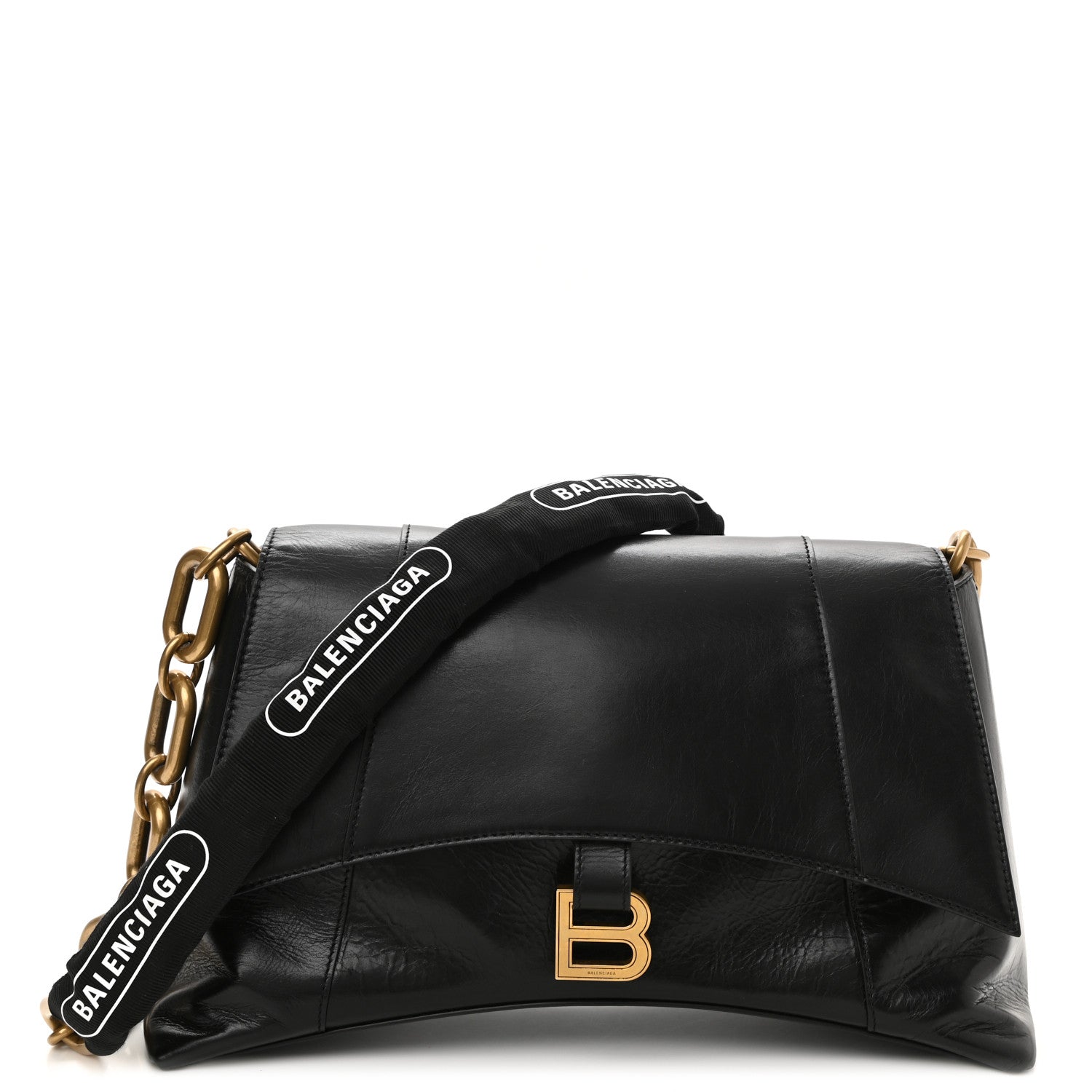 Balenciaga Calfskin Medium Downtown Chain Shoulder Bag Black 1 of 10