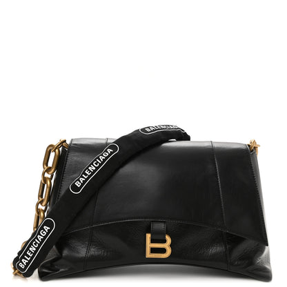 Balenciaga Calfskin Medium Downtown Chain Shoulder Bag Black 1 of 10