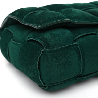 Bottega Veneta Suede Maxi Intrecciato Padded Chain Cassette Crossbody Bag Emerald Green 8 of 10