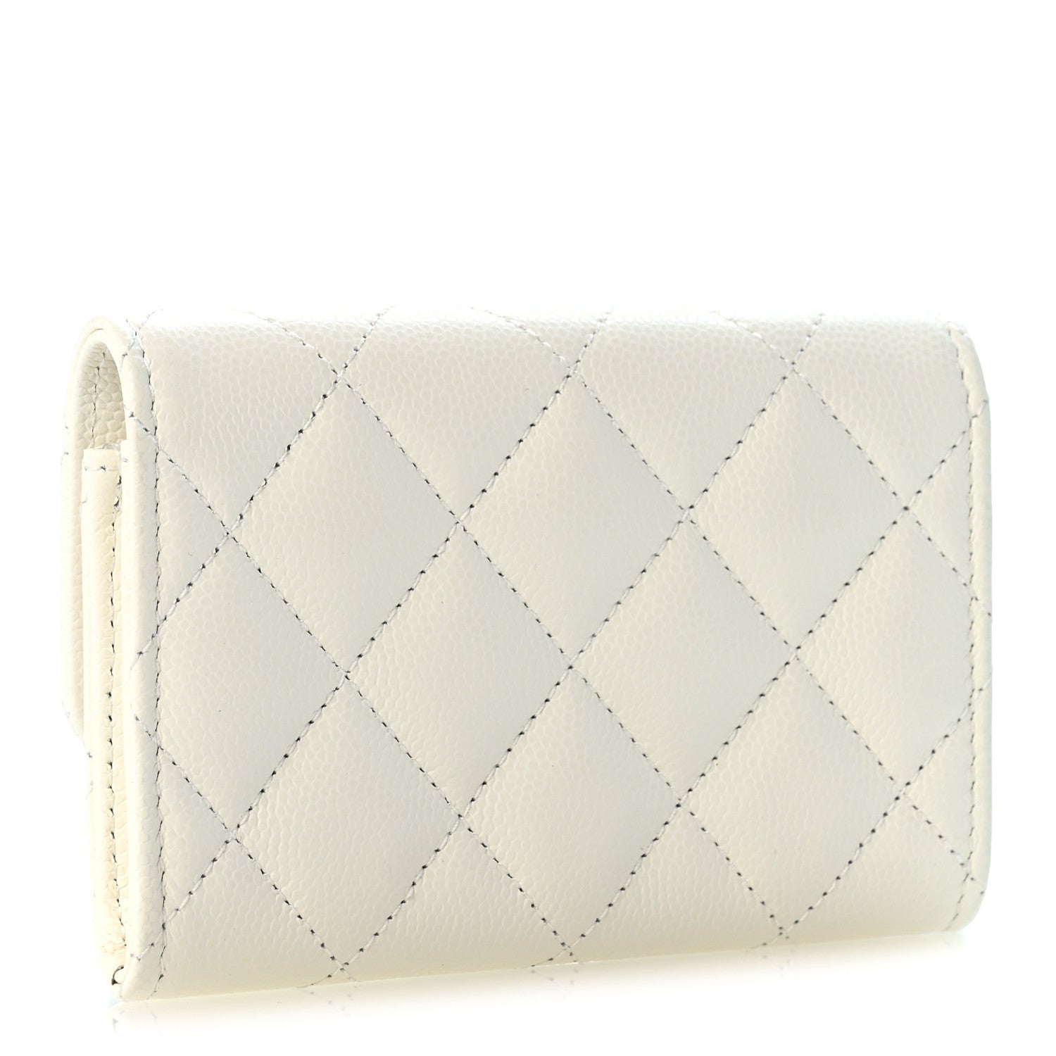 Chanel Caviar Quilted CC Glitter Flap Card Holder White 3 of 9