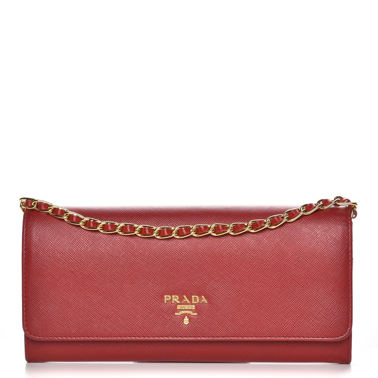 Saffiano Metal Oro Chain Wallet Fuoco