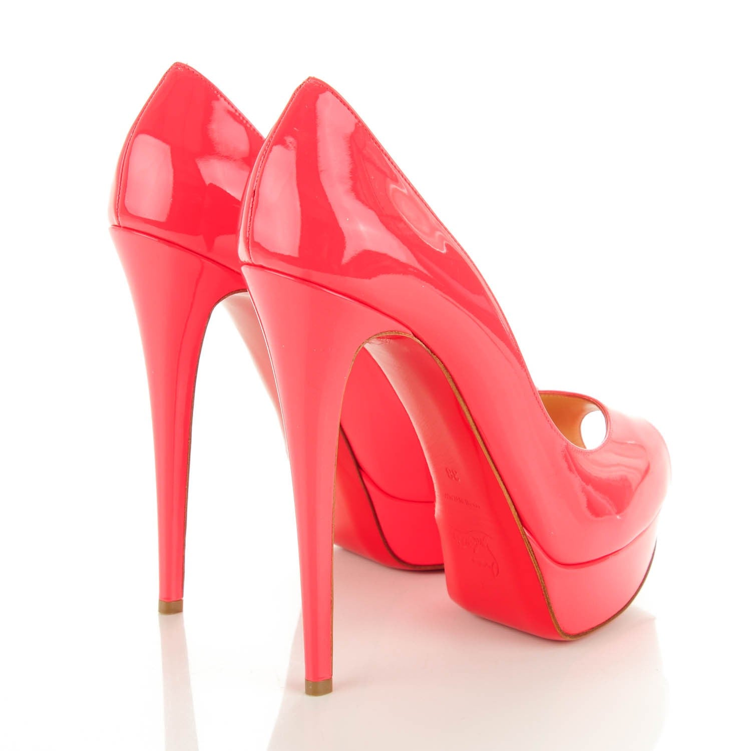 Christian Louboutin Patent Lady Peep 150 Pumps 38 Framboisine 4 of 7