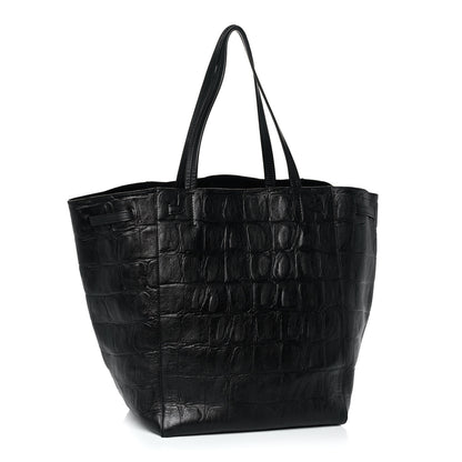 Celine Crocodile Embossed Calfskin Medium Belt Cabas Phantom Black 2 of 11