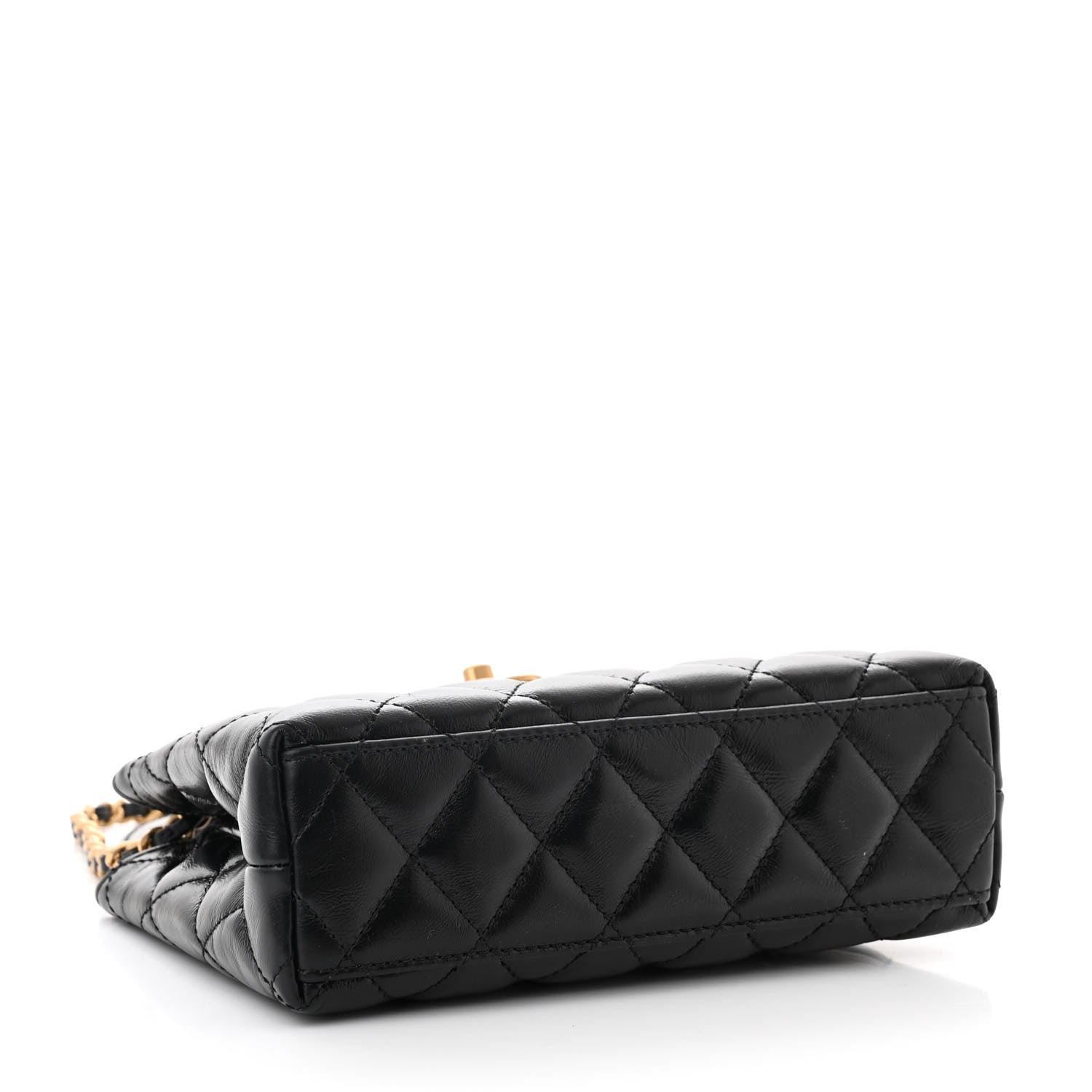 Chanel Shiny Aged Calfskin Quilted Nano Kelly Shopper Black 4 of 10