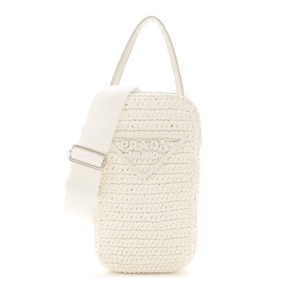Prada Yarn Raffia Effect Crochet Mini Crossbody Bag Bianco 1 of 11