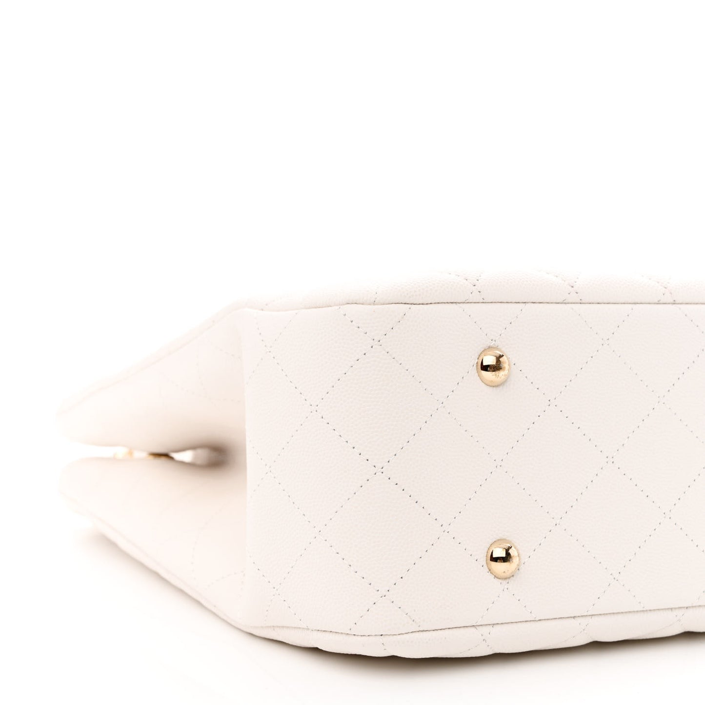 Caviar Quilted Large Classic Shopping Tote White
