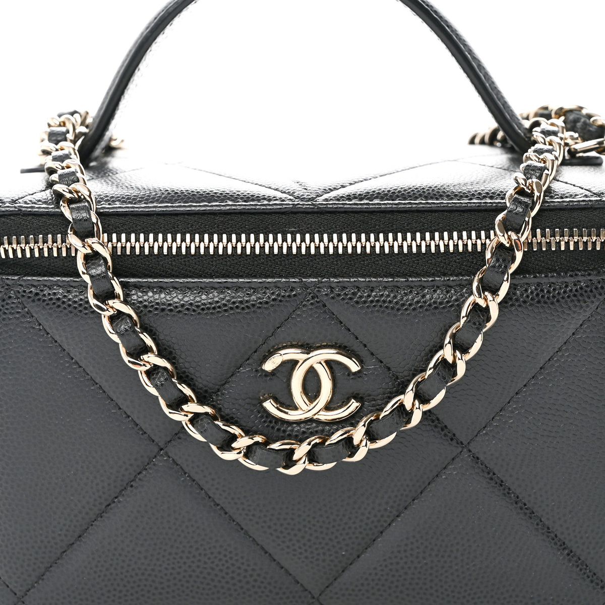 Chanel Caviar Quilted Top Handle Long Vanity Black 8 of 10