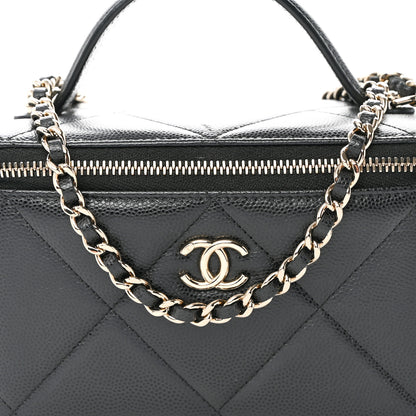 Chanel Caviar Quilted Top Handle Long Vanity Black 8 of 10