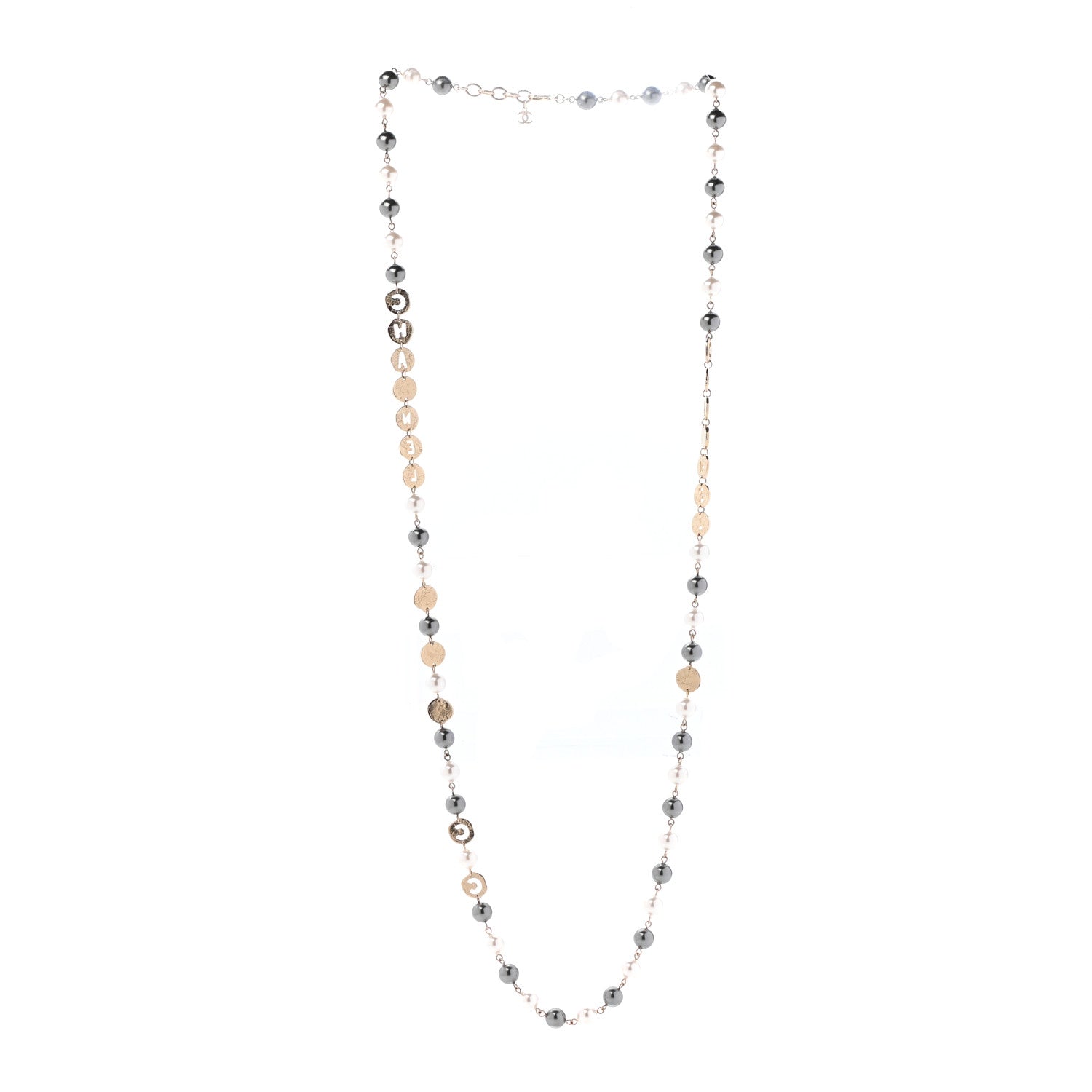 Chanel Pearl Papyrus Long Necklace Gold Pearly White Gold 3 of 5