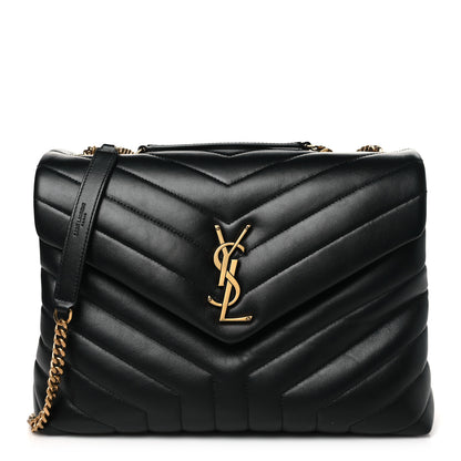 Saint Laurent Calfskin Y Quilted Monogram Medium Loulou Chain Satchel Black 1 of 10
