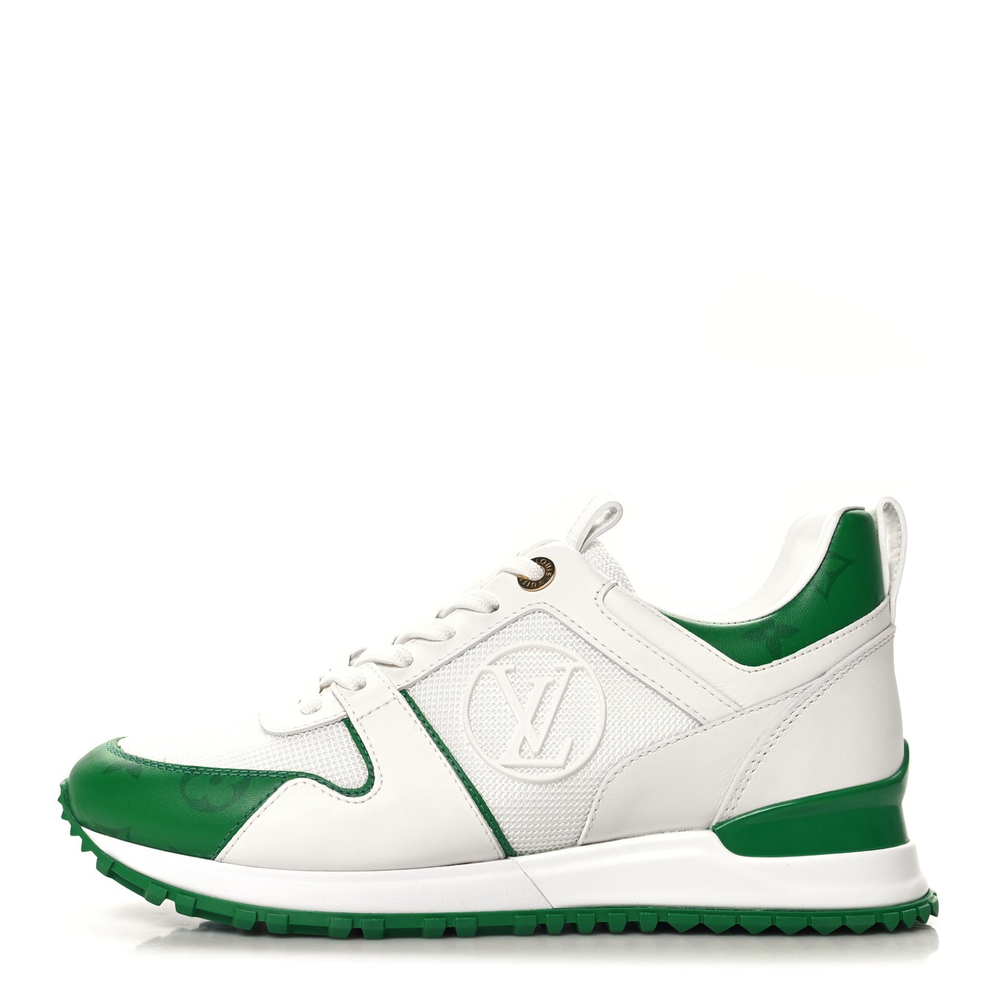 Calfskin Monogram Run Away Sneakers 37 White Green