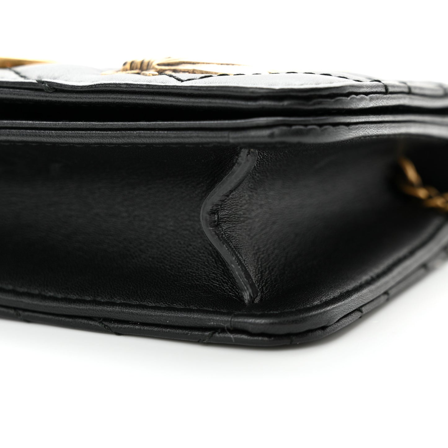 Calfskin Matelasse Mini Animal Studs GG Marmont Bag Black