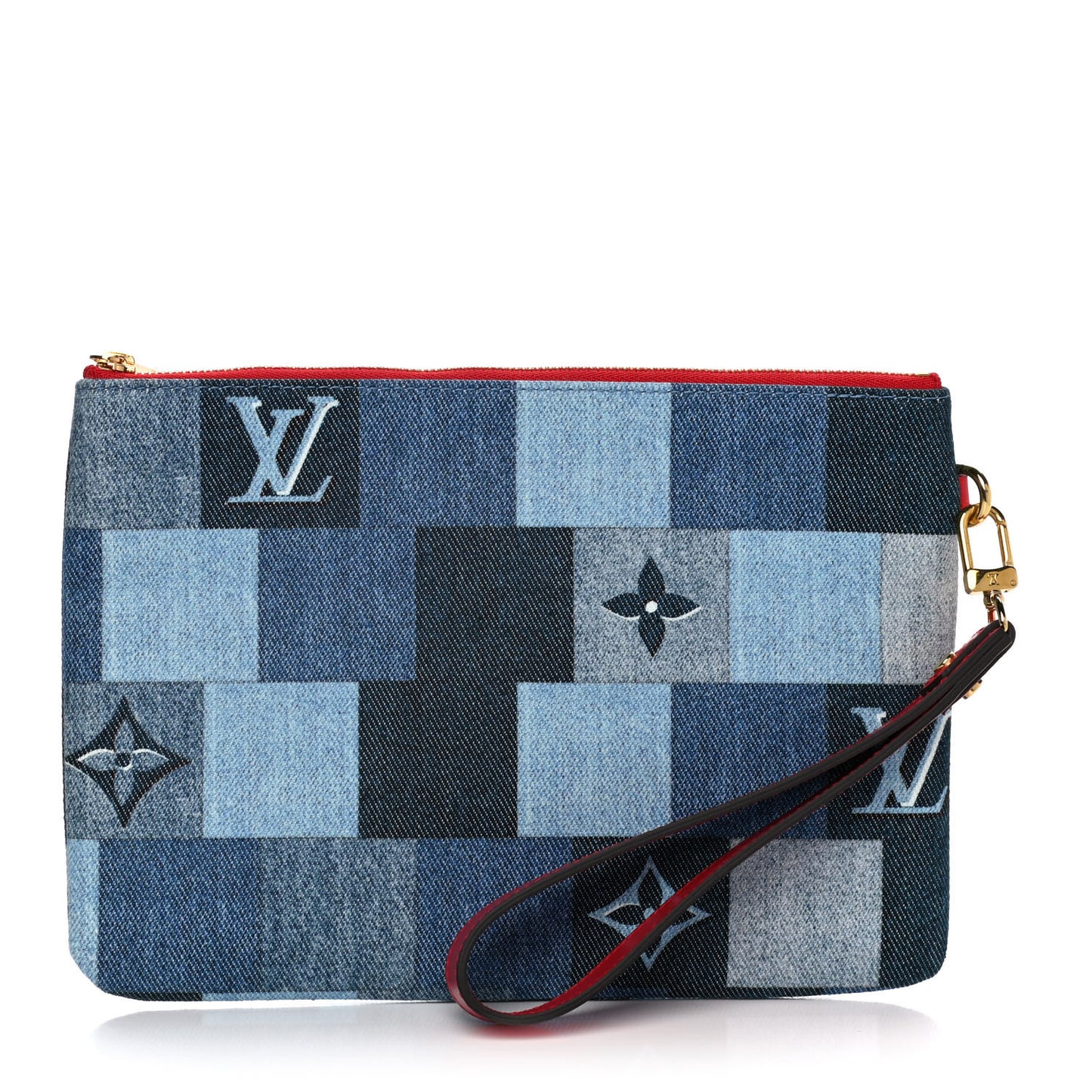 Denim Monogram Patchwork City Pouch Blue Rouge