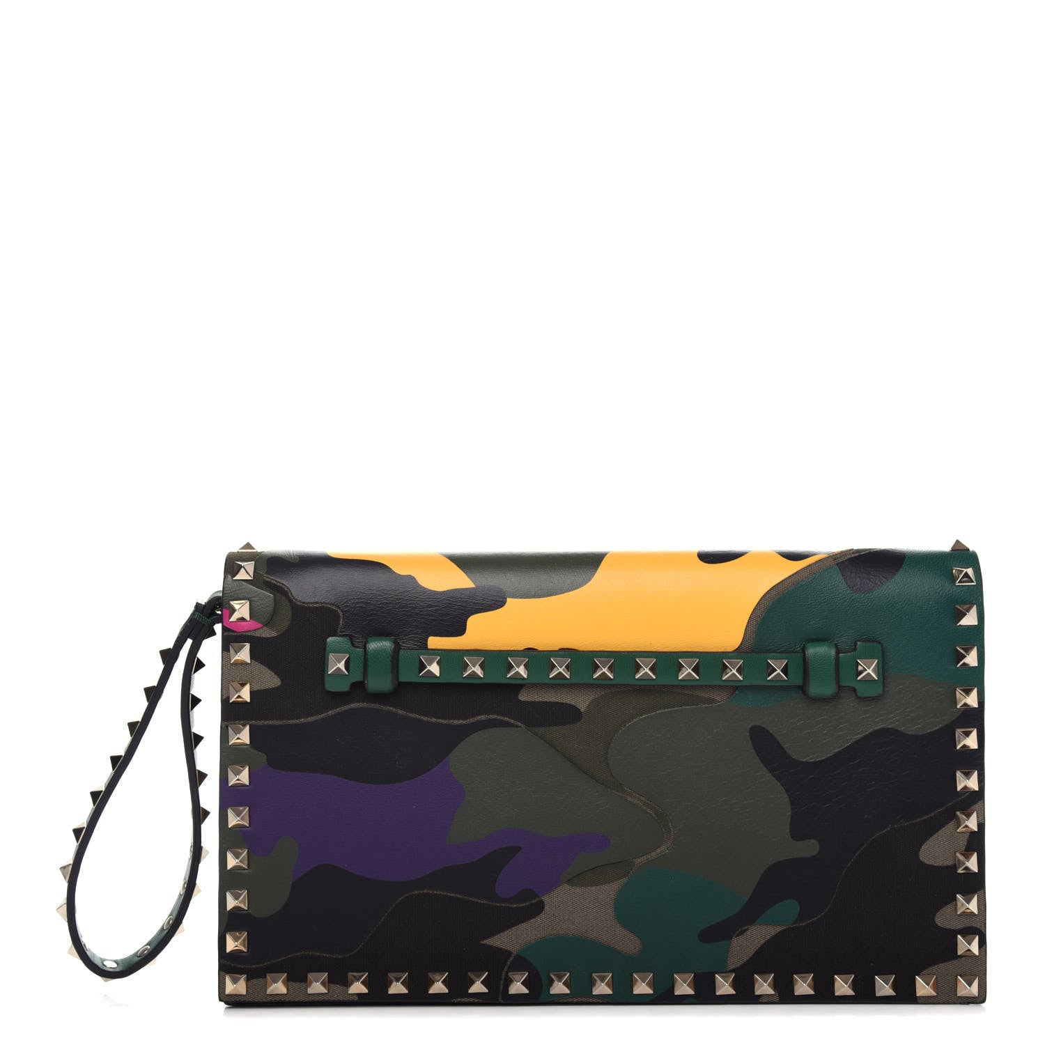 Valentino Garavani Nappa Canvas Camouflage Rockstud Wristlet Clutch Multicolor 1 of 6