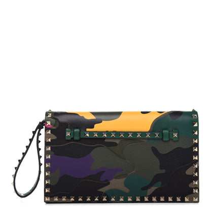 Valentino Garavani Nappa Canvas Camouflage Rockstud Wristlet Clutch Multicolor 1 of 6
