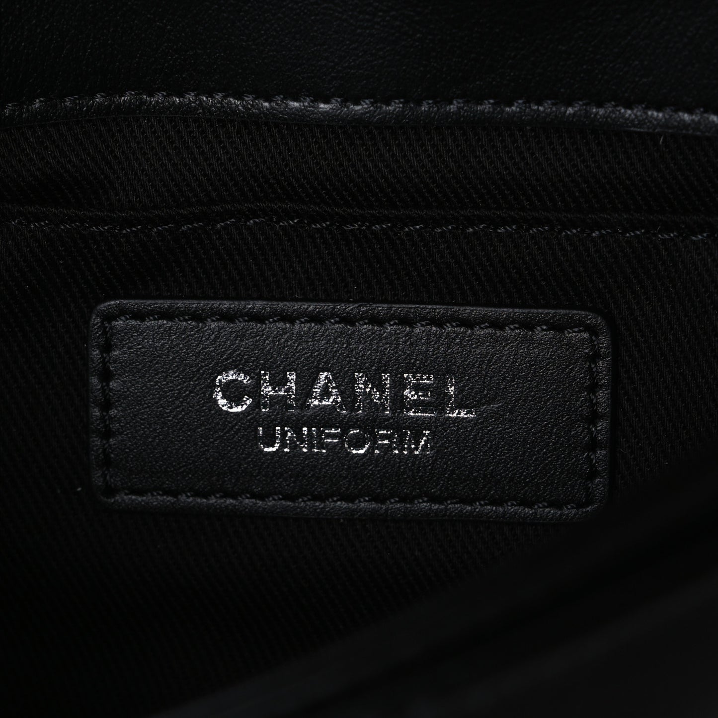 Calfskin Quilted CC Uniform Flap Belt Bag Black