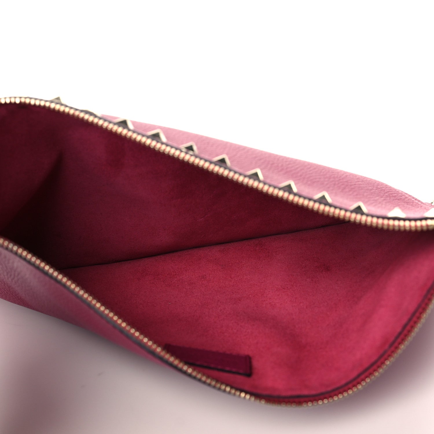 Valentino Garavani Pebbled Calfskin Large Rockstud Zip Pouch Deep Cyclamin 5 of 9