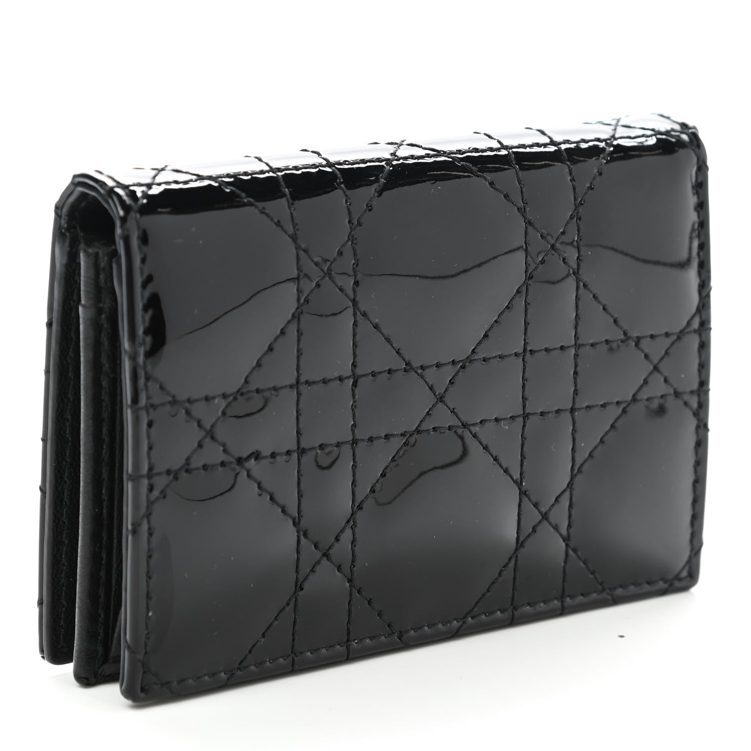 Christian Dior Patent Cannage Small Lady Dior Flap Card Holder Black 3 of 8