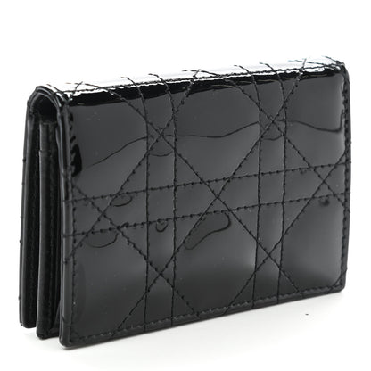 Christian Dior Patent Cannage Small Lady Dior Flap Card Holder Black 3 of 8