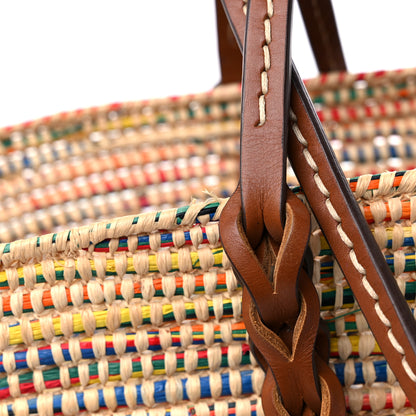 Prada Paglia Vitello Woven Braided Basket Tote Multicolor Cognac 9 of 9