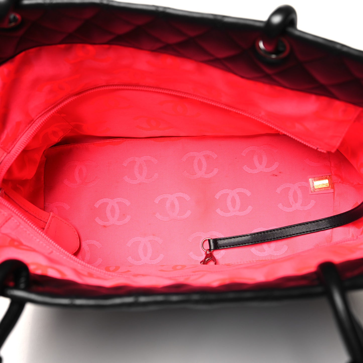 Calfskin Quilted Large Cambon Tote Black