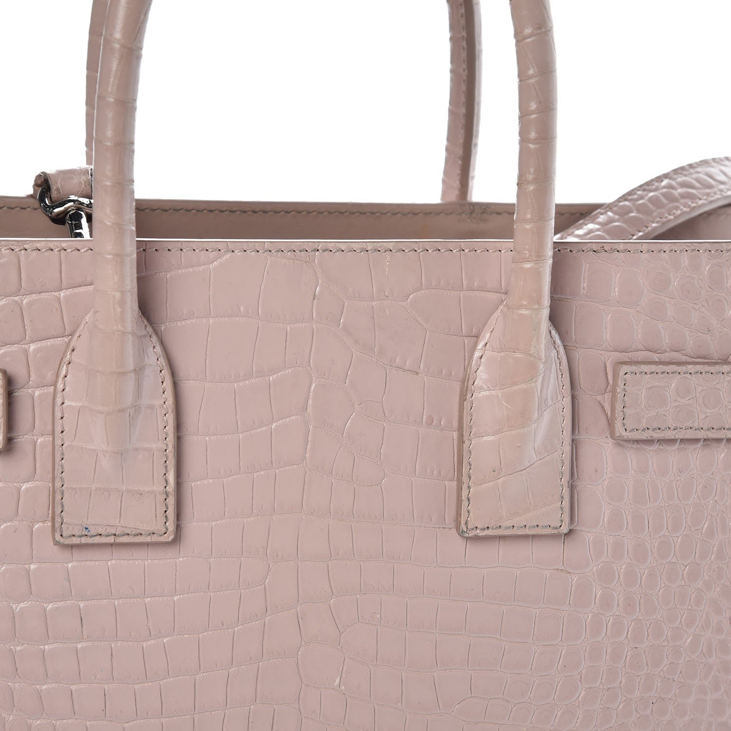 Saint Laurent Calfskin Crocodile Embossed Baby Sac De Jour Rose Antic 18 of 29