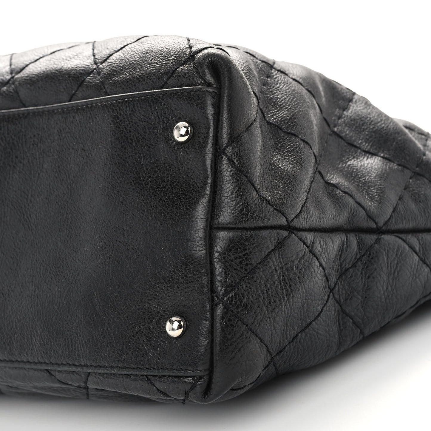 Glazed Calfskin Large On The Road Tote Black