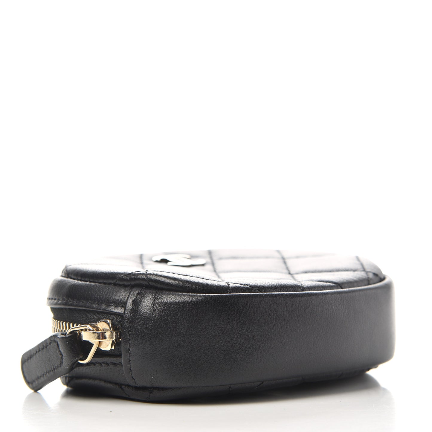 Lambskin Quilted Zip Around Classic Coin Purse Black