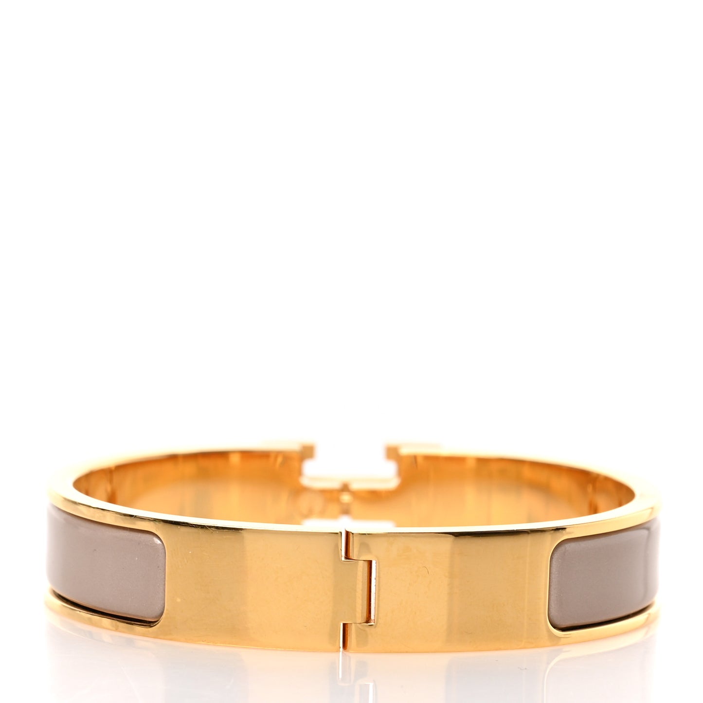 Enamel Narrow Clic Clac H Bracelet PM Marron Glace