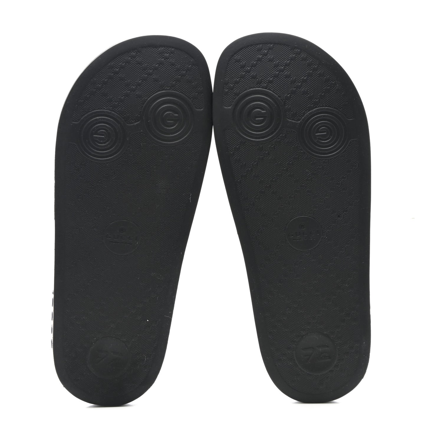 Rubber GG Monogram Perforated Womens Slide Sandals 37 Black