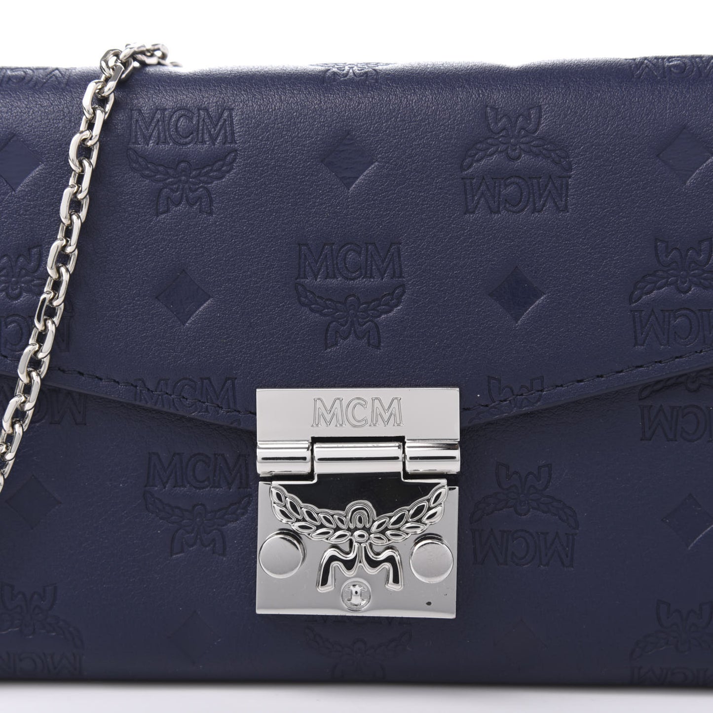 Calfskin Ottomar Large Patricia Wallet On Chain Navy Blue