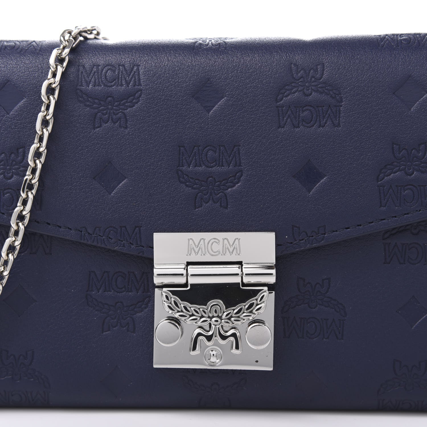MCM Calfskin Ottomar Large Patricia Wallet On Chain Navy Blue 9 of 9