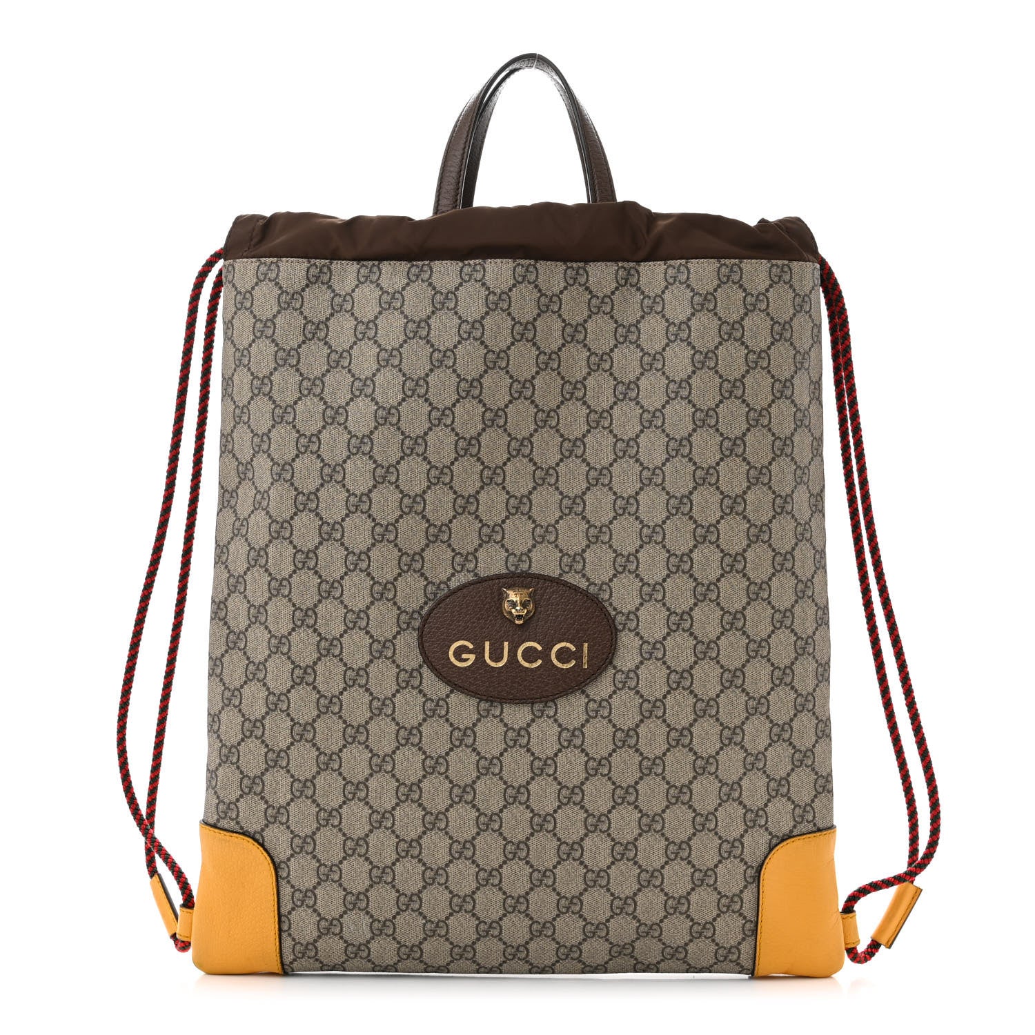 Gucci GG Supreme Monogram Neo Vintage Drawstring Backpack Beige New Acero Crop 1 of 10