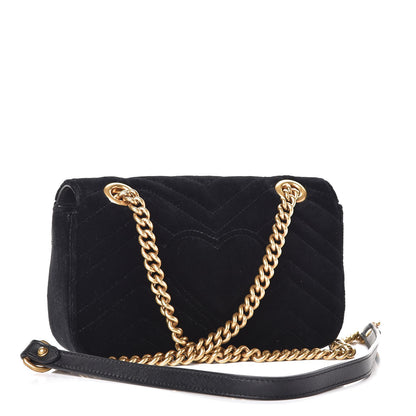 Gucci Velvet Matelasse Mini GG Marmont Shoulder Bag Black 3 of 8