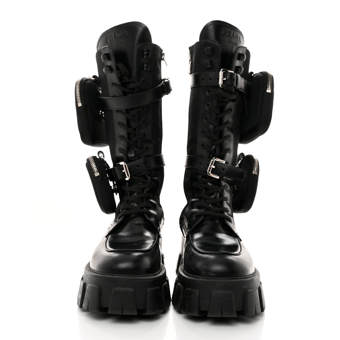 Spazzolato Rois Re-Nylon Metal Triangle Logo Monolith Pouch Pocket 55mm Tall Combat Boots 39 Black