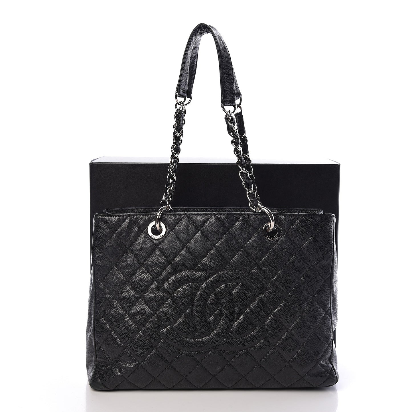 Caviar Quilted Grand Shopping Tote GST Black