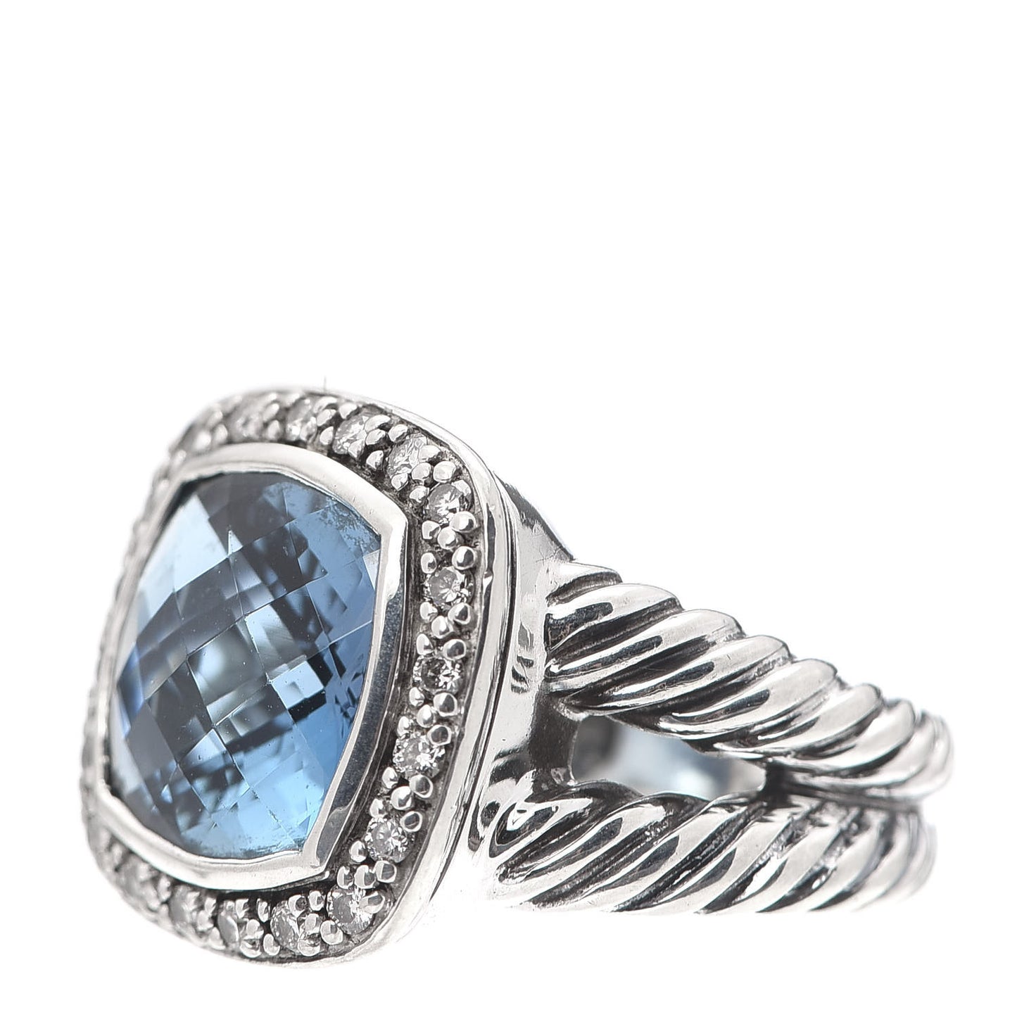 Sterling Silver Diamond Blue Topaz 11mm Albion Ring 53 6.25